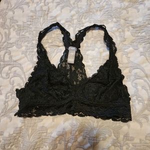 Black lace racerback bandeau bra